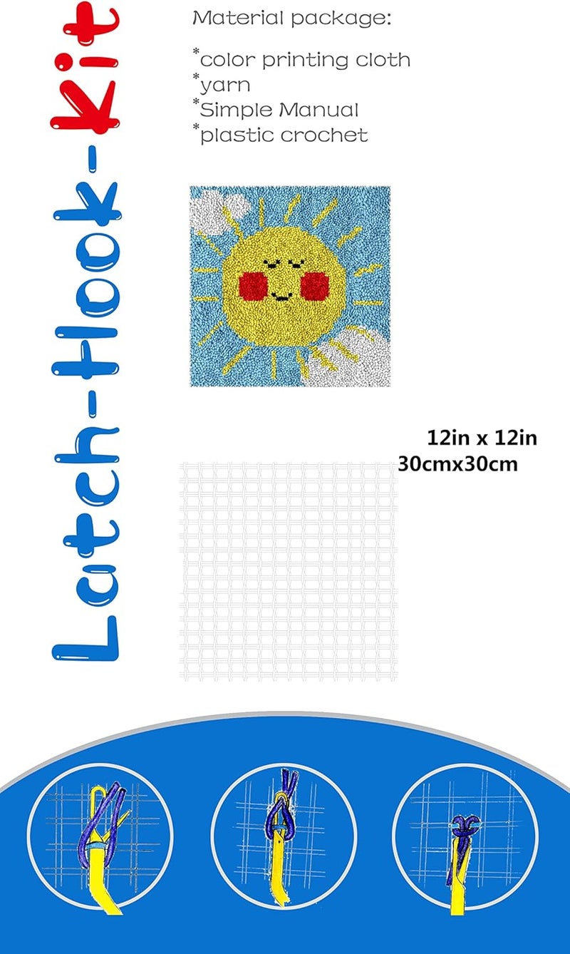 Numptain Latch Hook Kits for Adults,DIY Rug Crafts Love Rainbow Pattern Color Printed Canvas,Latch Hook Kits for Beginners Handmade Needlework Crafts Home Decoration,12"x12" NT3 - Image 3